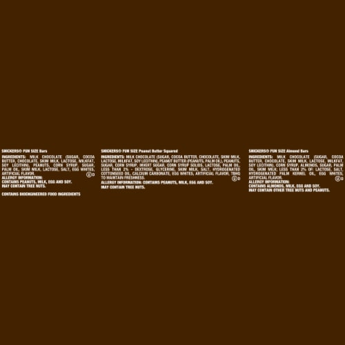Snickers Original & Peanut Butter & Almond Variety Pack Fun Size Chocolate Candy Bars Perspective: top