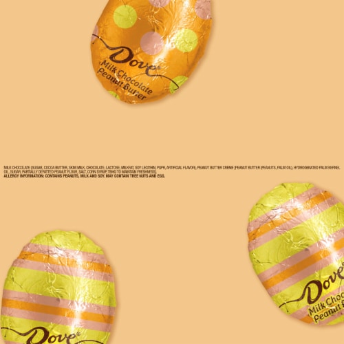 Dove Promises Milk Chocolate Peanut Butter Easter Candy Eggs Individually Wrapped Bag Perspective: top
