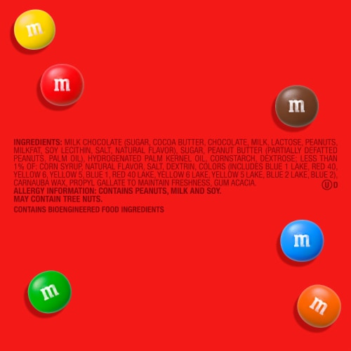 M&M'S Peanut Butter Milk Chocolate Candy Family Size Bag Perspective: top
