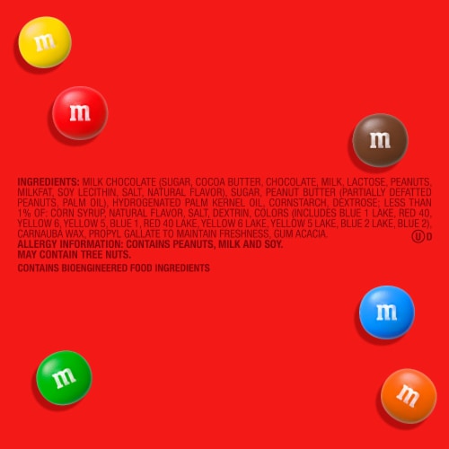 M&M'S Peanut Butter Milk Chocolate Candy Sharing Size Bag Perspective: top