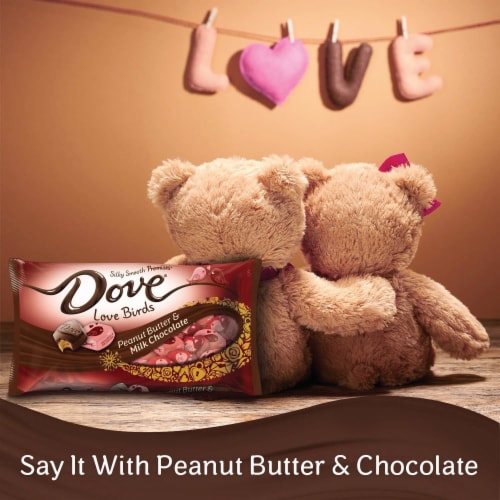 DOVE PROMISES Valentines Day Heart Peanut Butter Milk Chocolate Valentine Candy Bag Perspective: top