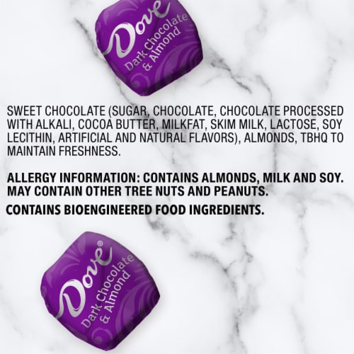 Dove Promises Individually Wrapped Dark Chocolate Almond Candy Bag Perspective: top