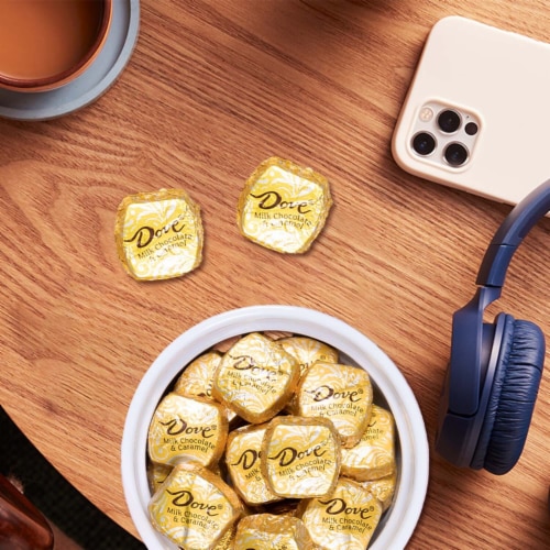 Dove Promises Individually Wrapped Milk Chocolate Caramel Candy Bag Perspective: top