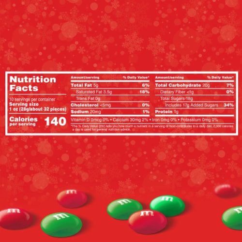 M&M'S Holiday Milk Chocolate Christmas Candy Bag Perspective: top