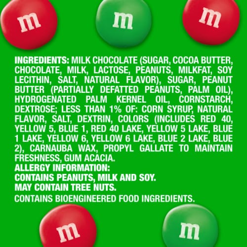M&M'S Holiday Peanut Butter Milk Chocolate Candy Christmas Assortment Bag Perspective: top