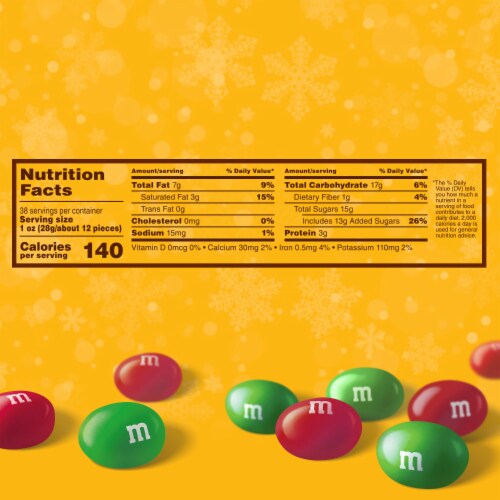 M&M'S Christmas Gift Peanut Milk Chocolate Candy Bag Perspective: top