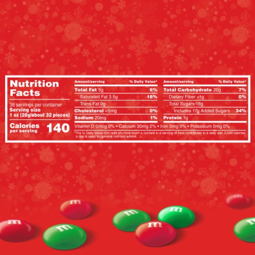 M&M'S Milk Chocolate Christmas Candy Resealable Bag Perspective: top
