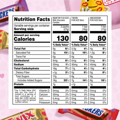 M&M's Snickers & Twix Valentines Assorted Chocolate Candy Perspective: top