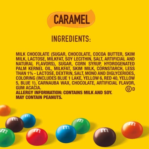 M&M'S Caramel Milk Chocolate Candy Party Size Bag Perspective: top