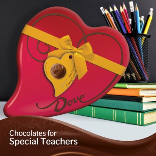 Dove® Milk Chocolate Creamy Caramels Valentine Heart Candy Tin Perspective: top