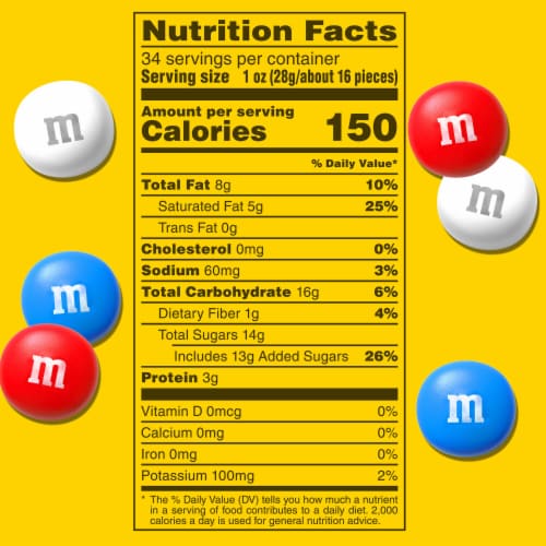 M&M'S Peanut Butter Red White & Blue Chocolate Summer Candy Party Size Bag Perspective: top