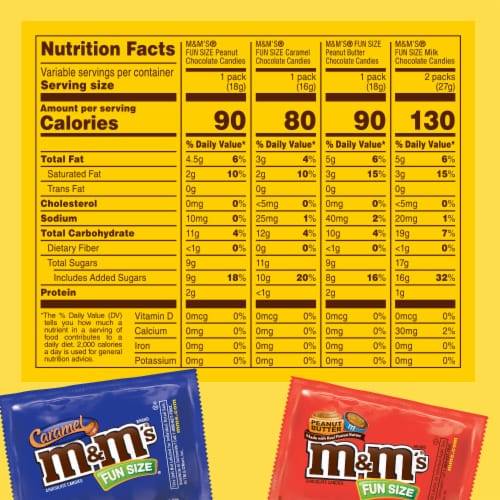 M&M'S Fun Size Milk Chocolate Candy Variety Pack Bulk Candy Bag Perspective: top