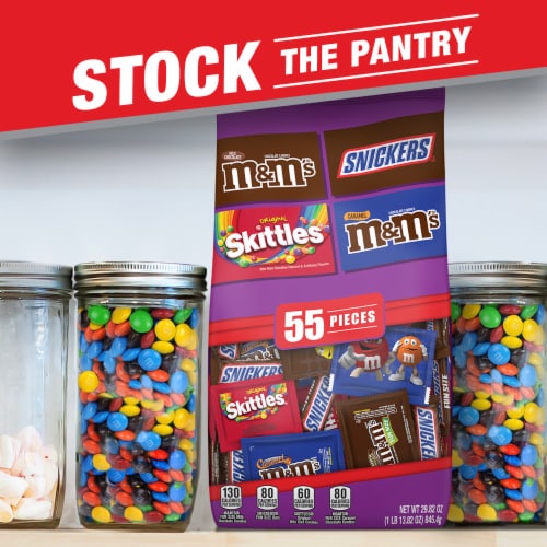 M&M's® Snickers® & Skittles® Fun Size Chocolate Candy Variety Mix Bag Perspective: top