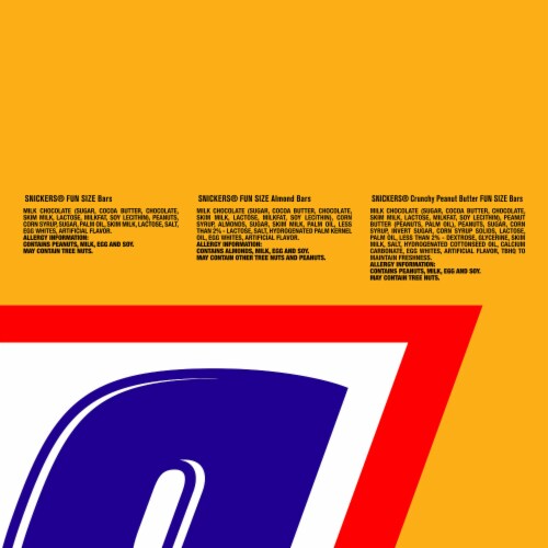Snickers Original & Peanut Butter & Almond Variety Pack Fun Size Chocolate Candy Bars Bag Perspective: top