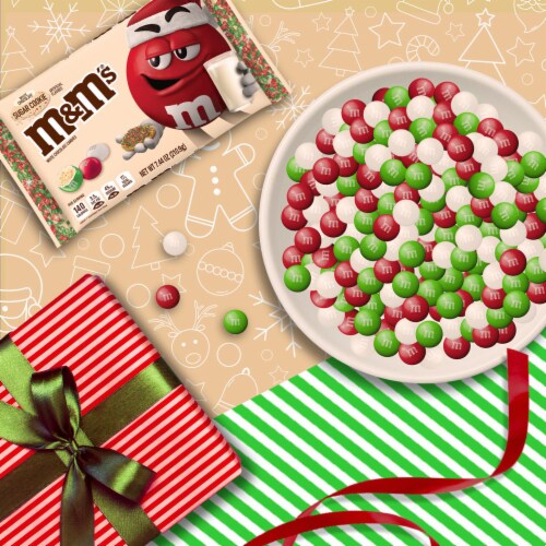 M&M'S Holiday White Chocolate Sugar Cookie Christmas Candy Perspective: top