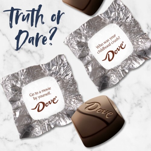 Dove Promises Midnight Fudge Cookie Dark Chocolate Valentine Candy Bag Perspective: top
