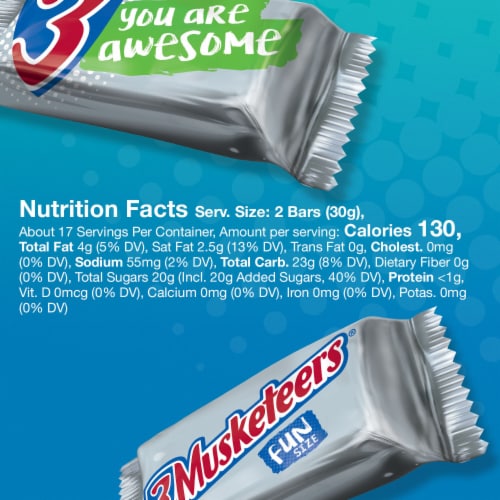 3 Musketeers Fun Size Chocolate Candy Bar Bag Perspective: top