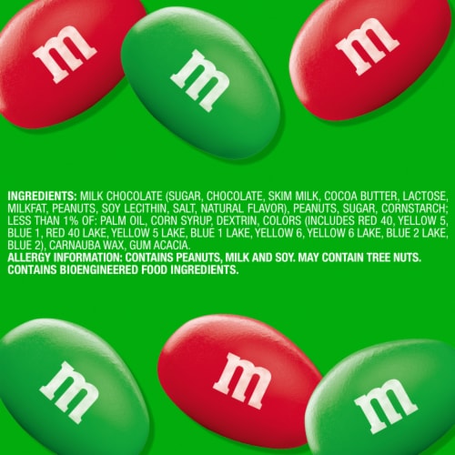 M&M'S Holiday Peanut Milk Chocolate Christmas Candy Cane Tube Perspective: top