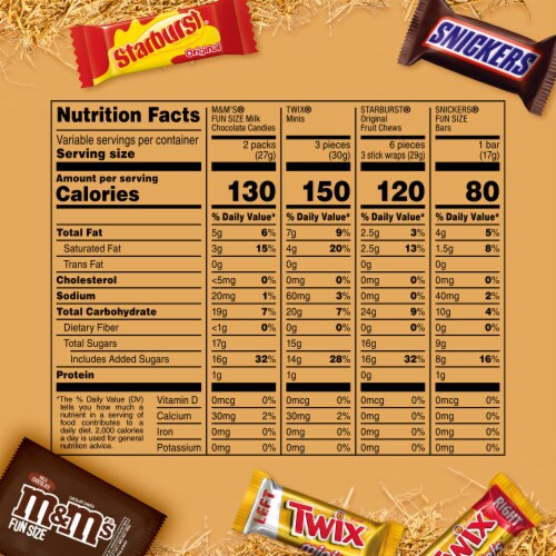 M&M'S Snickers Starburst & Twix Bulk Halloween Candy Variety Pack Perspective: top
