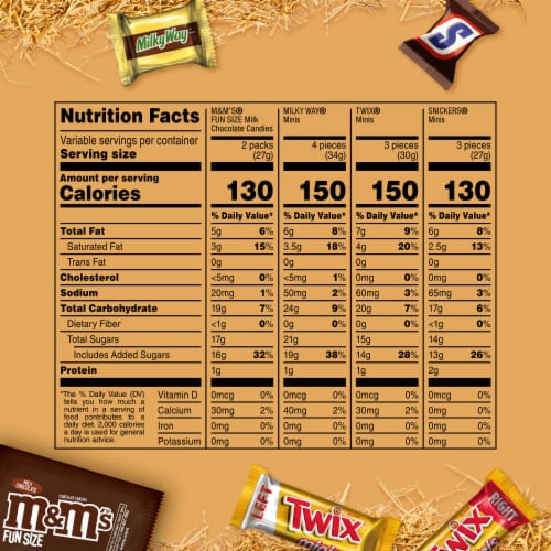 M&M'S Snickers Twix & Milky Way Chocolate Halloween Candy Assortment Bulk Bag Perspective: top