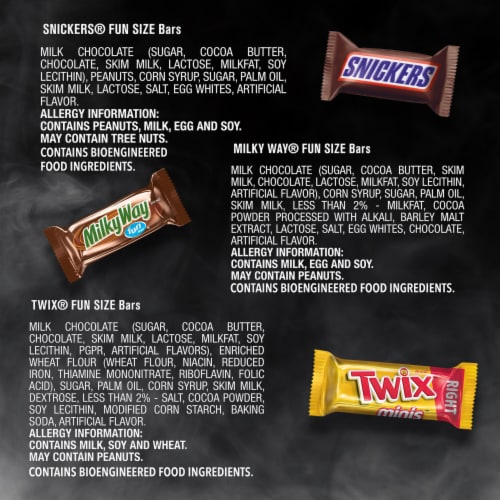 Snickers Twix & Milky Way Chocolate Halloween Candy Bars Variety Pack Perspective: top