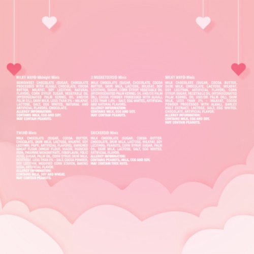 Snickers Twix Milky Way & 3 Musketeers Valentines Day Assorted Chocolate Candy Perspective: top