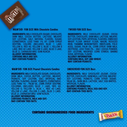 M&M'S Snickers & Twix Fun Size Milk Chocolate Candy Bars Assortment Variety Pack Perspective: top