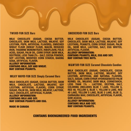 Snickers M&M'S Caramel Twix & Milky Way Caramel Lovers Chocolate Candy Variety Pack Perspective: top