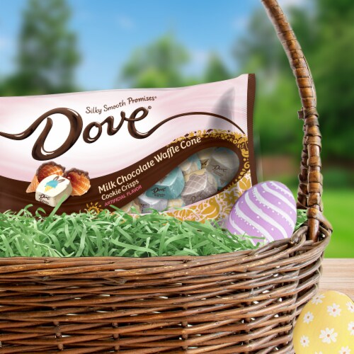 DOVE PROMISES Milk Chocolate Waffle Cone Cookie Crisps Easter Candy Bag Perspective: top