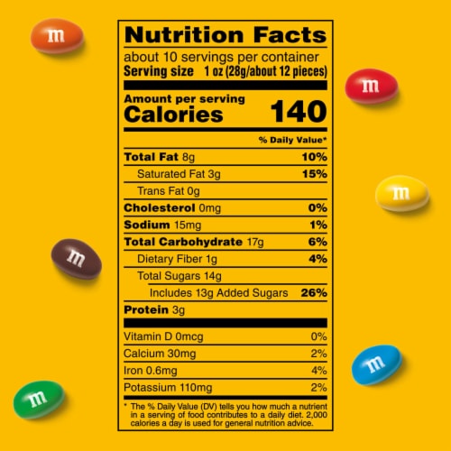 M&M'S Peanut Milk Chocolate Candy Sharing Size Bag Perspective: top