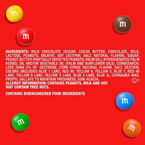 M&M'S Peanut Butter Milk Chocolate Candy Sharing Size Resealable Bag Perspective: top