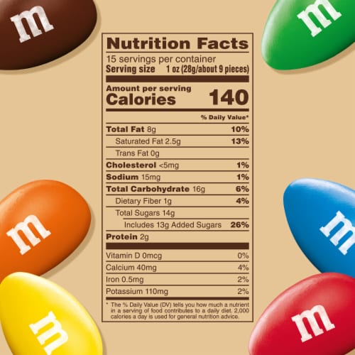 M&M'S Almond Milk Chocolate Candy Family Size Bag Perspective: top