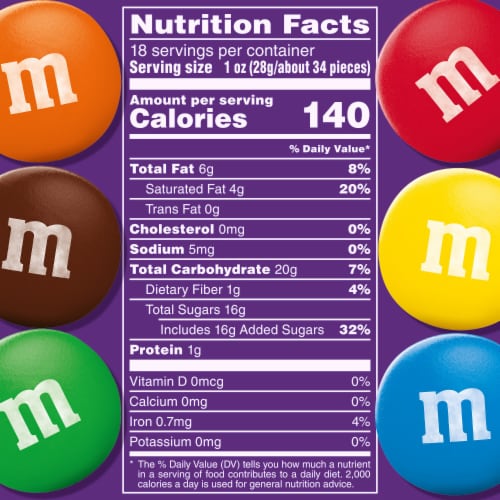 M&M'S 50% Cacao Dark Chocolate Candy Family Size Bag Perspective: top