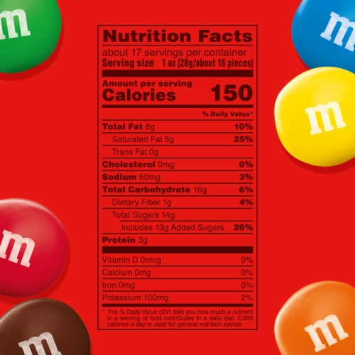 M&M'S Peanut Butter Milk Chocolate Candy Family Size Bag Perspective: top