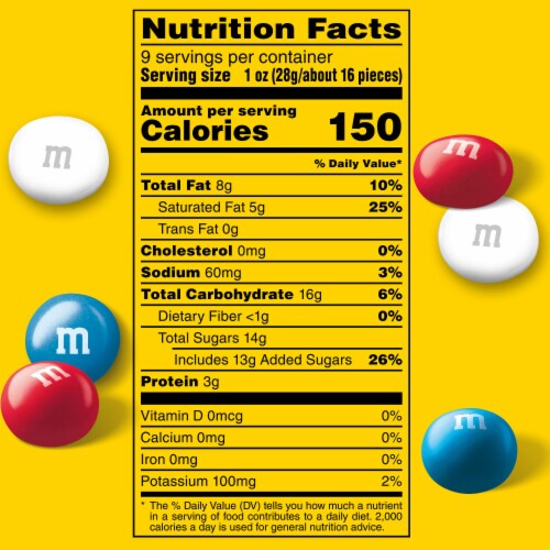 M&M'S Peanut Butter Chocolate Red White & Blue Summer Candy Sharing Size Bag Perspective: top