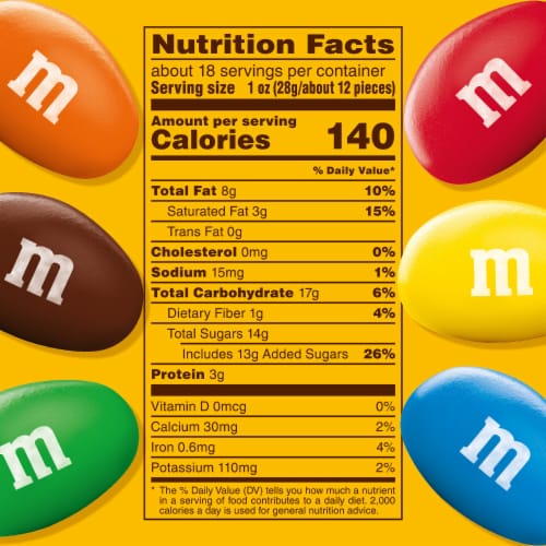 M&M'S Peanut Milk Chocolate Candy Family Size Bag Perspective: top