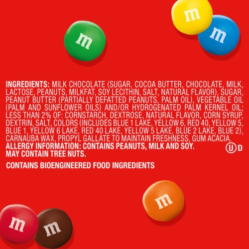 M&M'S Minis Peanut Butter Milk Chocolate Candy Mega Tube Perspective: top