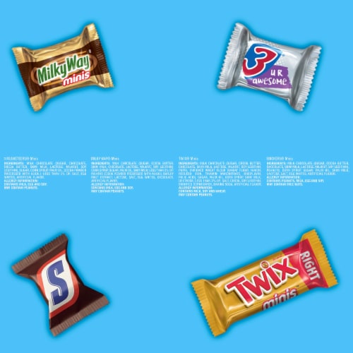 Snickers Twix Milky Way & 3 Musketeers Minis Milk Chocolate Bars Party Size Bulk Bag Perspective: top