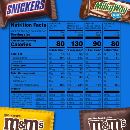 M&M'S Snickers & Milky Way Fun Size Chocolate Candy Variety Pack Bulk Bag Perspective: top