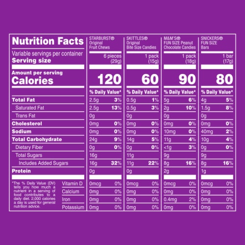 M&M'S Peanut Snickers Starburst & Skittles Fun Size Candy Variety Pack Party Size Bulk Bag Perspective: top