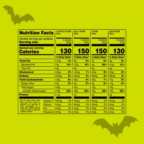 Snickers Twix Milky Way & 3 Musketeers Minis Halloween Candy Bag Perspective: top