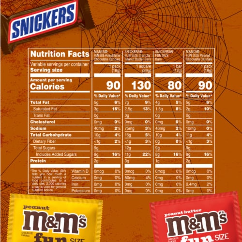 M&M'S & Snickers Fun Size Individually Wrapped Milk Chocolate Halloween Candy Variety Bulk Bag Perspective: top