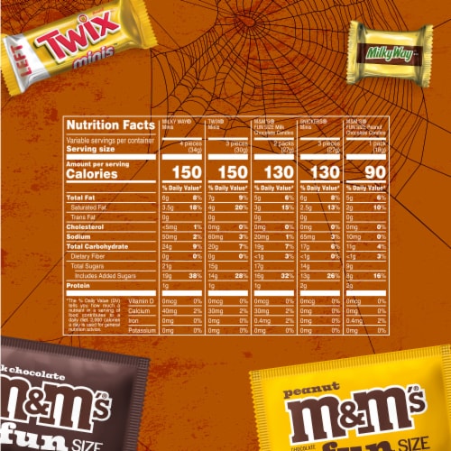 M&M'S Snickers Twix & Milky Way Milk Chocolate Halloween Candy Variety Pack Bulk Bag Perspective: top