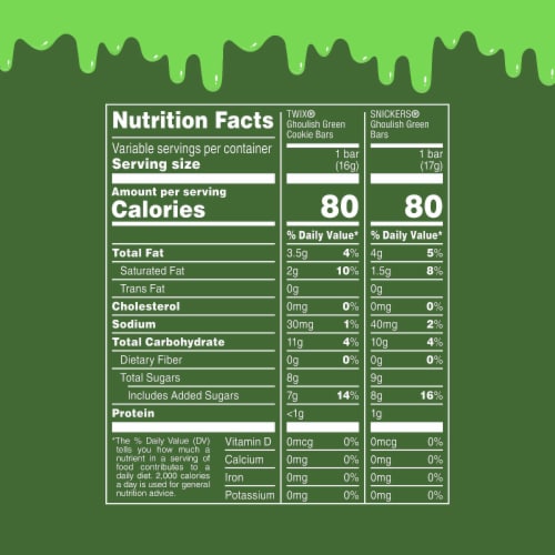 Snickers & Twix Ghoulish Green Chocolate Halloween Candy Bars Bulk Bag Perspective: top