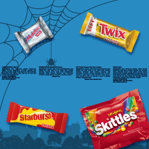 Skittles Twix Starburst 3 Musketeers Halloween Candy Variety Bulk Bag Perspective: top