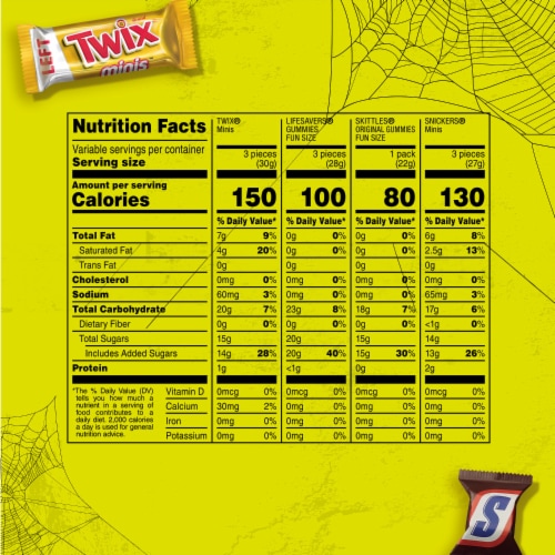Snickers Skittles Gummies Twix & Life Savers Gummies Halloween Candy Variety Pack Bulk Bag Perspective: top