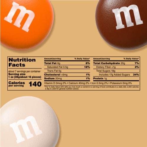 M&M'S Pumpkin Pie Milk Chocolate Candy Bag Perspective: top