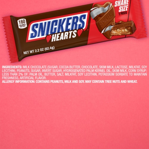 Snickers Chocolate Hearts Valentines Day Candy Bars Share Size Pack Perspective: top