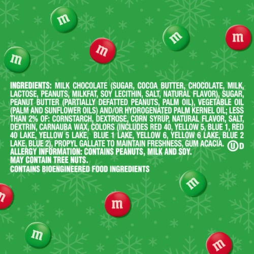 M&M'S Minis Peanut Butter Milk Chocolate Red & Green Christmas Candy Mega Tube Perspective: top