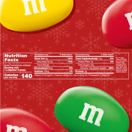 M&M'S Toasty Holiday Peanut Chocolate Christmas Candy Bag Perspective: top